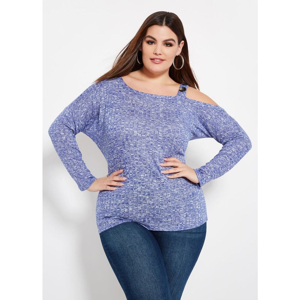 NWT Ashley Stewart Women’s One Shoulder Long Sleeve Top Plus Size: 26/28 (4X-5X)